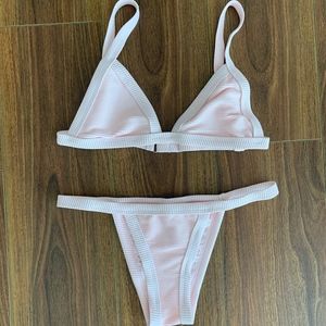 TWIIN Charli Ribbed Micro Bikini Pink Sz XS